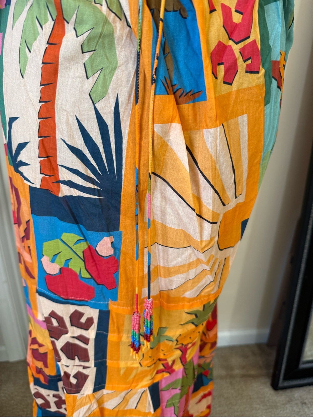 FARM RIO- Vibrant Multi-Color Print Puff Sleeve Maxi Dress (M) - Picture 9 of 16